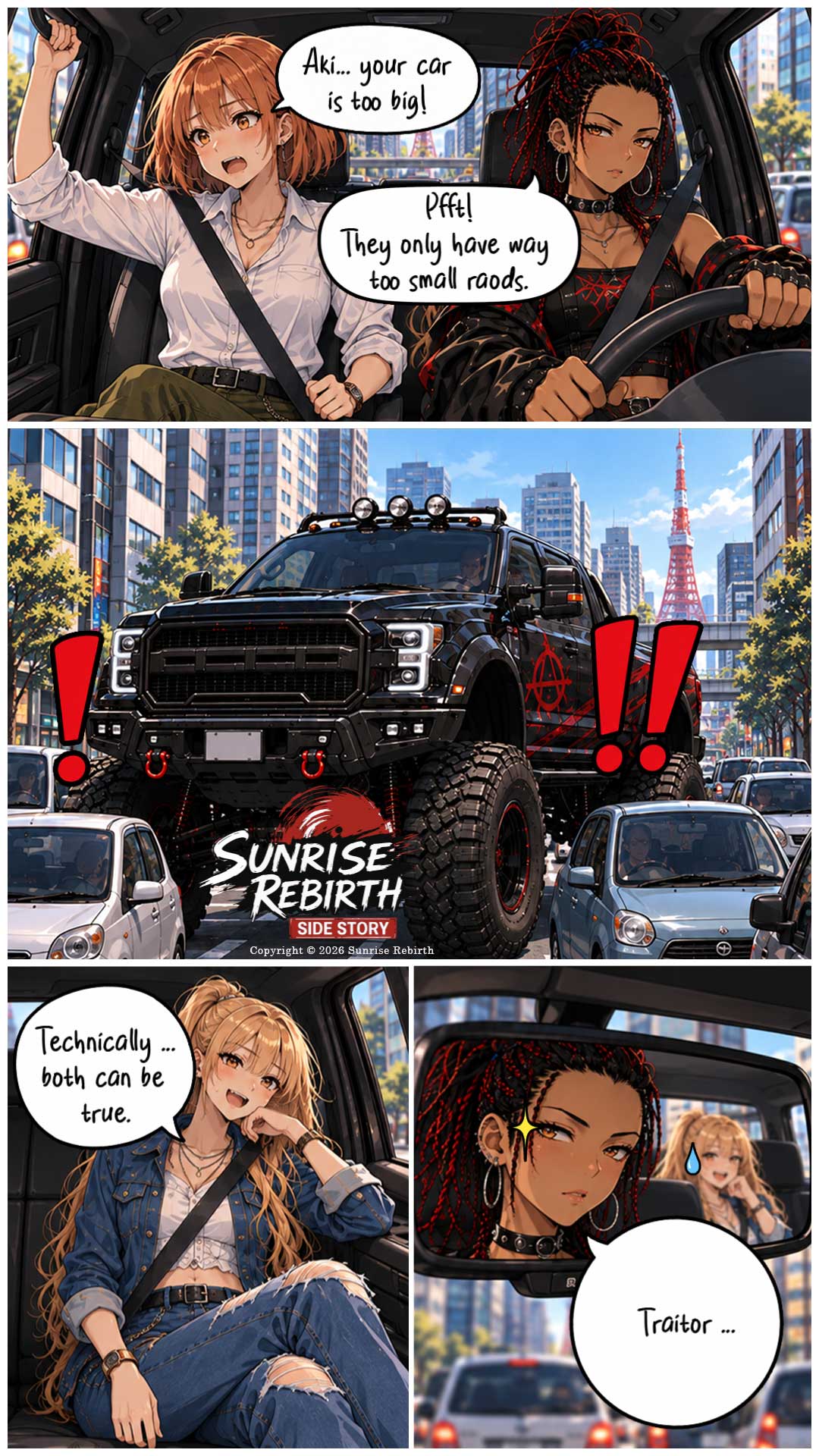 Sunrise Rebirth Comic Aki driving big car